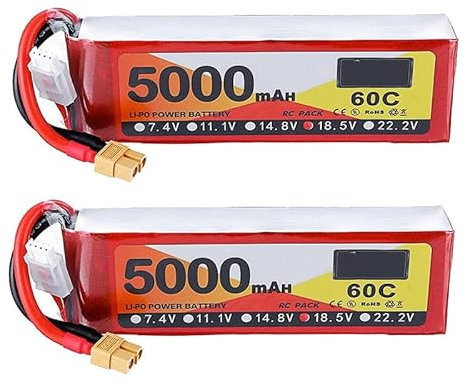 2Pcs 18.5V 5S Lipo Akku 60C 5000mAh Lipos RC Akku mit XT-60 Stecker für RC Hubschrauber 1/8 1/10 RC Plane Flugzeug