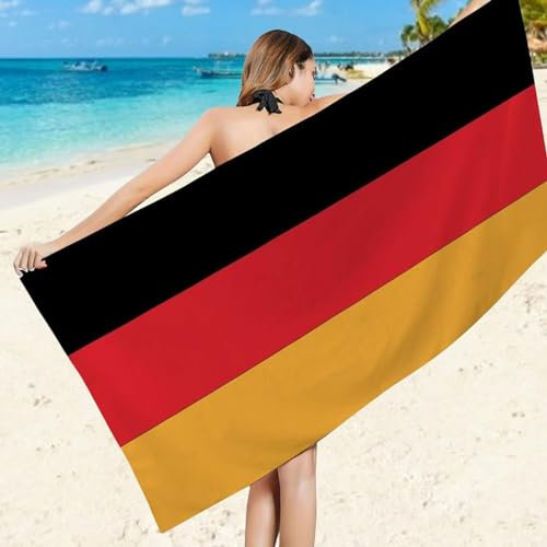 Strandtuch Deutschland-Flagge, 3D Handtuch Deutschland-Flagge Badetücher, Absorbierendem Strandtuch Mikrofaser Weich Badetuch XXL für Camping Fitnessstudio Reise Strandhandtuch 150x200 cm A5275
