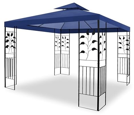 WASSERDICHTER Pavillon TOSKANA 3x3m Metall inkl. Dach Festzelt wasserfest Partyzelt (Blau)