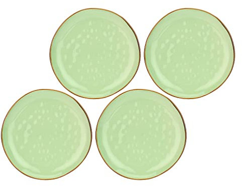 Rose & Tulipani Concerto Piatto Piano Te' Verde 27cm Set 4 Pezzi Stoneware