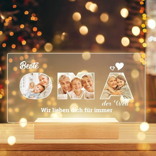 Personalisierte Weihnachts Geschenke für Oma, Fotogeschenke für Oma, Personalisierte Bilderrahmen mit Foto, Personalisierte Geburtstagsgeschenk für Oma, Beste Oma Geschenke für Oma von Enkelin Enkeln