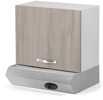 REDÒKASA Pensile per cucina componibile da 60 cm con due ante, realizzata in legno 100% MADE IN ITALY disponibile con/senza Cappa (Cappa Inox, Olmo)