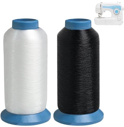 Set di 2 (Nero+Bianco) da 5000M ciascuna, Filo di Nylon ad Alta Tenacità per Ricamo e Cucito, Antistatico, Adatto ai Lavori di Ricamo e Cucito Fai da Te