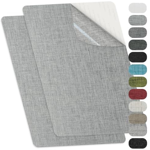 TXSN Linen Repair Patches, Self-Adhesive Linen Fabric Patches for Couch Safe Car Seat Furniture Repaire, Pack of 2 Light Grey