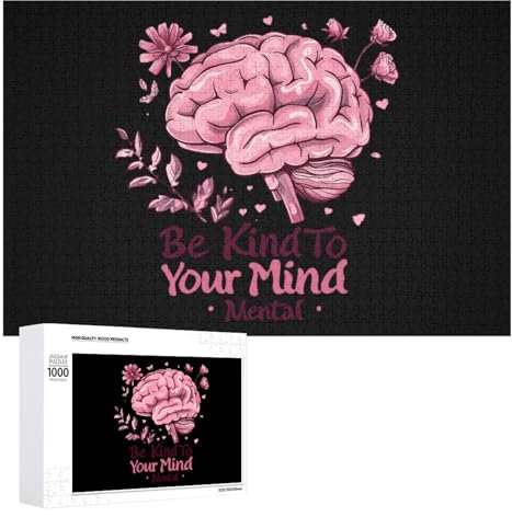 Be Kind To Your Mind Mental Health Matters Awareness Jigsaw Puzzle for Adults 1000 PCS Wooden Challenging Puzzles for Home Party Decor