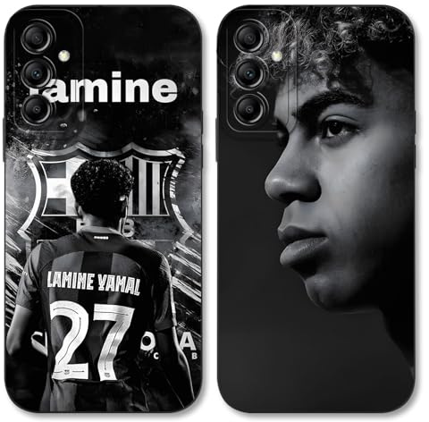 Yimctoie 2 Stück Cool Fußball Handyhülle für Samsung Galaxy A14 5G Hülle 6,6,Mode FC Cartoon Spieler Muster Case für Fans,TPU Silikon Stoßfest Anti-Kratz Schutzhülle,Black