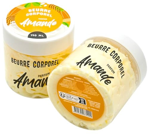 French Tendance - Beurre Corporel Fouetté - Soin Peau Sèche Corps et Mains - Pour Homme et Femme - Hydratant - Adoucissant - Lissant - Nourrissant - 190 ml - Senteur d'Amande
