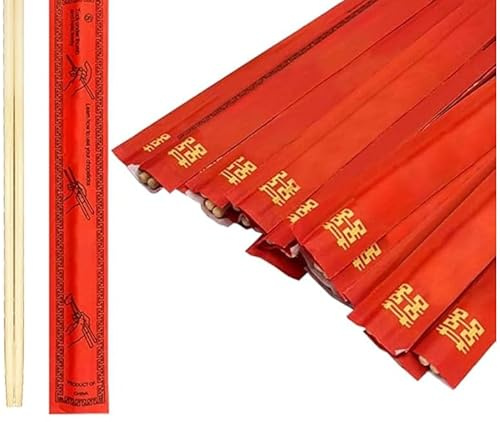 52USA Palillos desechables de bambú (500 juegos), palillos japoneses de madera a granel, palillos chinos desechables de 9 pulgadas de largo, envueltos individualmente