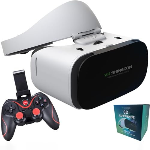 CXCZFG Gafas Realidad Virtual (VR) Teléfono con Mando, Gafas Realidad Virtual, Auriculares Estéreo, Gafas 3D, Gafas VR para TV, Películas Y Videojuegos(X3)
