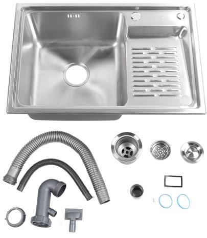 68x45cm 304 Fregadero de Cocina de Acero Inoxidable Fregadero Superior con Esquinas Redondeadas R10 para la Estación de Trabajo de la Encimera RV Barra de Cocina Al Aire Libre