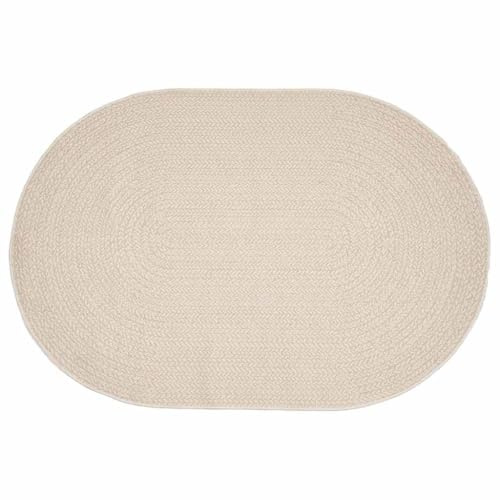 vidaXL Teppich ZIZUR Creme 230 x 160 cm Polypropylen, Robuster Outdoor-Teppich, oval, UV-beständig, wetterfest für Moderne Terrassengestaltung