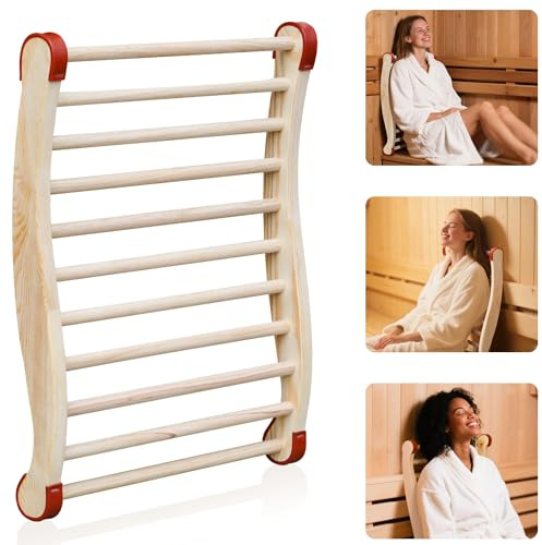 Rokkuon Sauna-Rückenlehne, S-förmiges Design mit natürlicher Holz-Rückenlehne, rutschfeste Gummi-Sauna-Rückenlehne, geeignet für Infrarot-Sauna, Fasssauna oder Traditionssauna