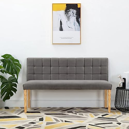 QJBSAVVA Sitzbank 140 cm Grau Samt mit Rückenlehne Gepolstert und Bequem für Flur Wohnzimmer und Schlafzimmer