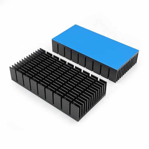 Awxlumv Kühlkörper-Set, 50 mm, 100 x 50 x 20 mm, mit wärmeleitfähigem Klebeband für Kühler, PC, NVME, SSD, GPU, Mini-PC, Router, Verstärker, Kühlung, 2 Stück