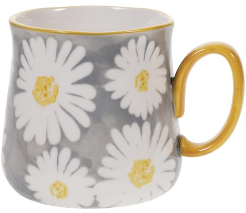 Gadpiparty Style Large Capacity Ceramic Coffee Mug Handpainted Daisy Breakfast Cup for Home Office Hot Chocolate Milk Drinks