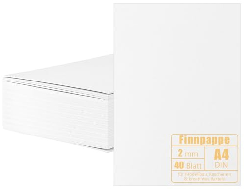 LDXDRU 40 Blatt Finnpappe 2 mm A4 (210 x 297 mm) Pappe zum Basteln Weiß Holzpappe Buchbinderpappe für Modellbau, Kaschieren & kreatives Basteln Karton Zeichenpapier