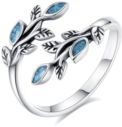 EUDORA Harmony Ball Umarmung Ring für Damen Herren S925 Sterling Silber, Verstellbarer Versprechen/Sonnenblume/Lotus/Lebensbaum Ring mit Mondstein Türkis Offener Ringe Geschenks für Frauen Herren
