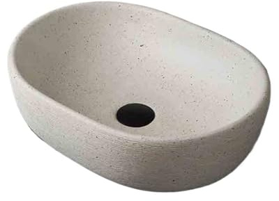 GLigeT Waschtisch Vintage Oval Standwaschbecken Outdoor Indoor Waschbecken Hof Badezimmer Keramik