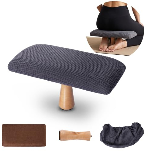 Elfzone Meditation Bench - Yoga Bench,Wooden Zen Meditation Stool Kneeling Bench for Mindfulness Practice Tea Ceremony and Relaxation Ergonomic Design for Comfort and Support Househol (Blue)