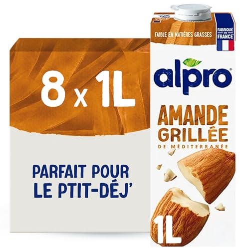 Alpro - Boisson Végétale - Lait d'Amande Grillée - 1L - Lot de 8x1L