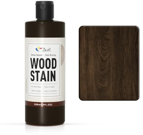 DWIL Wood Stain (Walnut) Water Based, Fast Drying, Low Odour, Non-Toxic, Easy Application for Indoor & Outdoor Furniture, Cabinets and Wood Surfaces-250ml