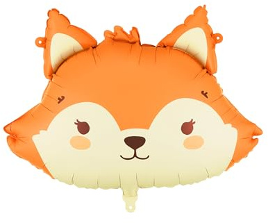 Folienballon Fuchs 57x42cm für Luft oder Helium - 1 Stück - Orange Creme - Tierballon Fuchsfigur - Luftballon für Kindergeburtstag Waldtierparty Babyshower - Folienluftballon als Partydeko für Kinder