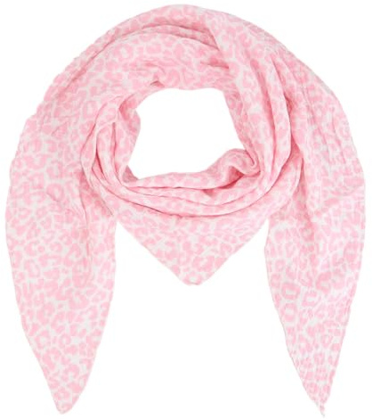 MIRROSI Damen Musselin Halstuch Made in Italy mit Leoprint oder Unifarben – Leichtes Dreieckstuch für Frühling & Sommer, Baumwolle, 200x80 cm