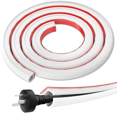 REFLYING Mini Goulotte Cache Câble Souple en Silicone (10x10mm) - 5m Passe Câble Mural Autocollant à Bords Enroulés, Capacité 1-2 Fils, Gestion de Câbles pour TV, Bureau et Maison - Blanc