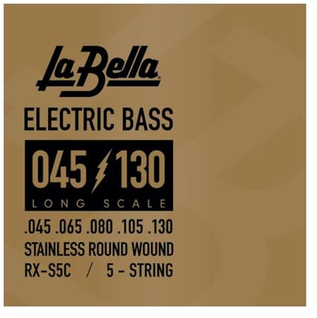 La Bella RX-S5C Long Scale Stainless Round Wound Bass 5-String Electric Bass 45-130