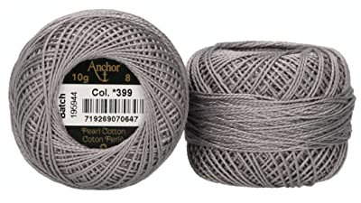 Anchor 4591008-00399 Stickgarne, 100% Baumwolle, dunkelgrau, Stärke 8, 82m, 16 Gramm