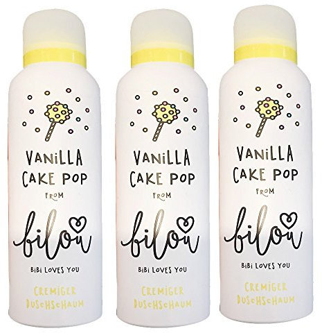 bilou Duschschaum Vanilla Cake Pop, 3er Pack (3 x 200ml Flasche)