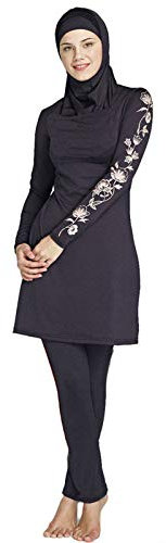 RSSR Dezente muslimische Bademode für Frauen und Mädchen, Schwimmanzug (Hijab/Burkini), Damen, Schwarz, XXL