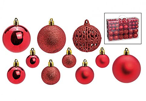 Weihnachtskugel-Set Ø 3/4/6 cm aus Kunststoff Rot 100er Set, (B/H/T) 23x35x12cm'