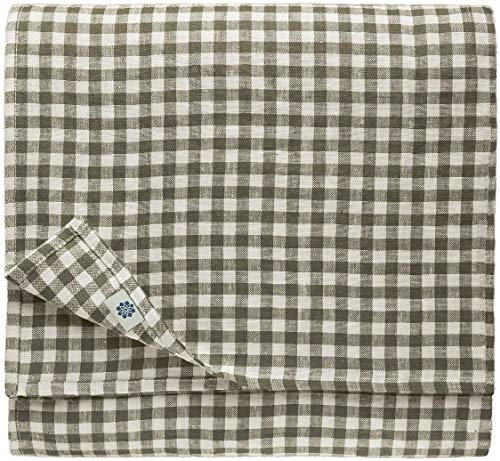 Linen & Cotton Tischdecke Tischtuch Tischwäsche Kariert Landhausstil Estella - 100% Leinen, Weiß Weiss Grau (140 x 300 cm) Festliche Rechteckige Frühling/Home Küche Restaurant Cafe Hotel Gastronomie