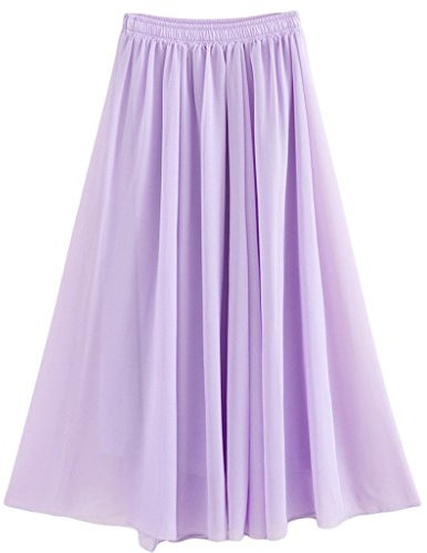 Golden Service Donna Stretched Vita Lungo Chiffon Gonne Flowy Gonna Lunghezza: 90cm Viola