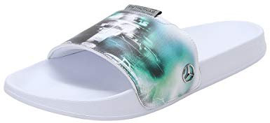 PUMA Unisex MAPF1 Graphic Leadcat FTR Schiebe-Sandalen, White-Spectra Green, 39 EU