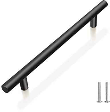 Drenky Griffe für Küchenschränke,10 Stück Möbelgriffe Schwarz Schrankgriffe Möbelgriffe Edelstahl Küchengriffe 192mm Lochabstand Gesamtlänge 300mm Schwarz Matt Farbe