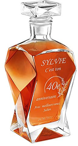 Maverton Carafe à Whisky gravé, 700 ml Décanteur en verre, Cadeau personnalisé pour les femmes - Voeux