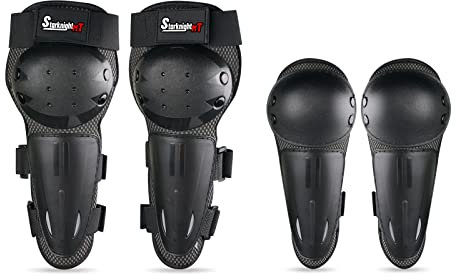 StarknightMT Knieschützer für Jugendmotorrad, Motocross, Berg, Skateboard, Ski, Skateboarden (Schwarz, 4 Stück)