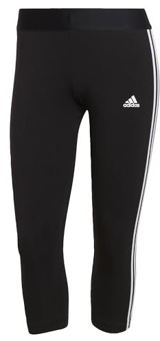 adidas Damen Essentials 3-Stripes 3/4 Length Leggings, Black/White, XS