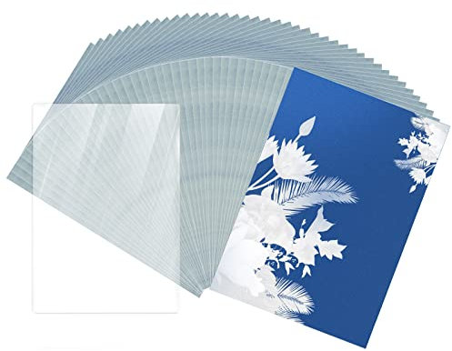 AIEX 30 Stück Sun Print Paper, Cyanotypie Papier A5 Lichtempfindlich Solar Zeichenpapier mit Transparenter Acrylfolie für DIY Kunsthandwerk (14,8 x 21 cm/ 5,8 x 8,3 Zoll)