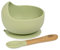 Bol avec ventouse et cuillère en silicone vert