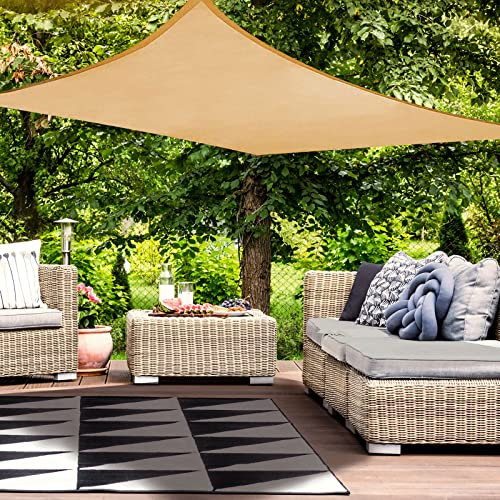 HAIKUS Voile d'ombrage Imperméable Rectangulaire 5x6m, Toile Ombrage PES Résistant à l'eau, Fliet dombrage Rectangle 6x5m, Résistant 98% Protection Rayons UV pour Patio Terrasse Extérieur, Sable 5x6