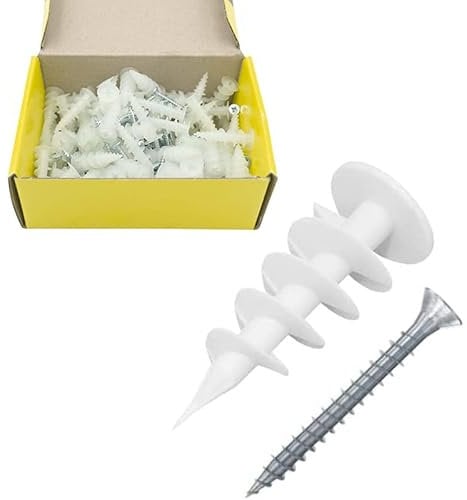 Virsus 100 Tasselli a spirale per cartongesso + 100 Viti 5920, misura 4,5x30 mm, tassello in nylon con viti in acciaio, tasselli per pannelli cartongesso per fissaggio quadri, cornici, specchi