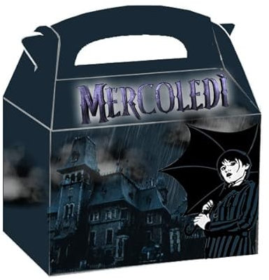 irpot 20 pz Scatole Box Mercoledì Addams con manico perfette come porta dolci, gadget, confetti, caramelle cotillon o dolcetti regalini fine festa per bambini fai da te