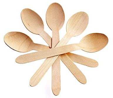 ezkart | Set of 100 |Disposable Wooden Cutleries, Suitable for Various Purposes Such as Parties, Picnics, and Various Other Celebrations etc (Wooden Spoon- 100)