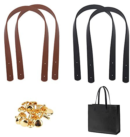 Taschenhenkel,4 Stück PU Schultergurte,Leder Taschenriemen,Handtasche Riemen,Taschengriff PU-Leder,für Schultergurt Taschen Purse Strap Kreuzkörpergurt,2 Farben Schwarz und Braun