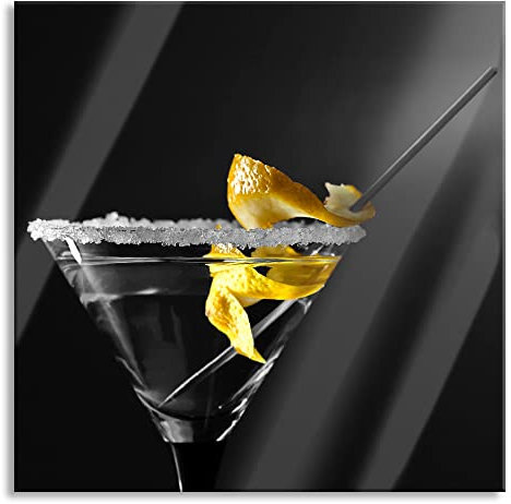 Pixxprint Glasbild, Wandbild auf Echtglas, Cocktail Zuckerrand, 50x50 cm, inkl. Aufhängung und Abstandshalter
