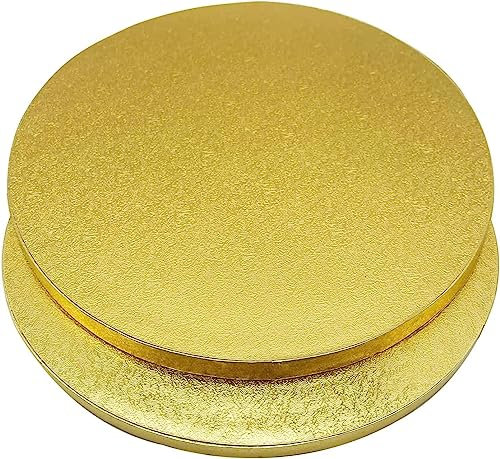 YIYICO Cake Board 30cm Rund Tortenunterlage Cakeboard 13mm x Ø12inch 2er Wiederverwendbar Torten Unterplatten für Transport Kuchen und Torten (Golden)