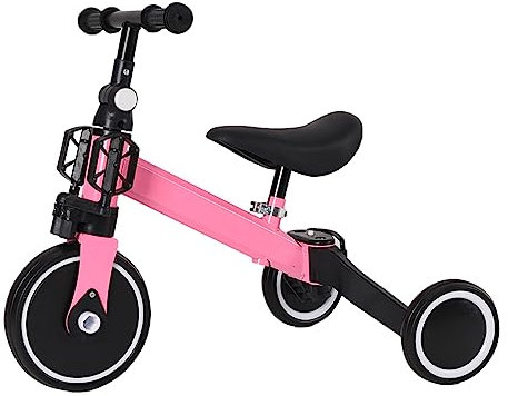 Homewell Dreirad ohne Schubstange, Laufrad ab 2 Jahre, Kinderdreirad für Kinder unterschiedlichen Alters, mit Faltbar Pedal, Abnehmbar Hinterräder, Keine Bremsen (04, Rosa)
